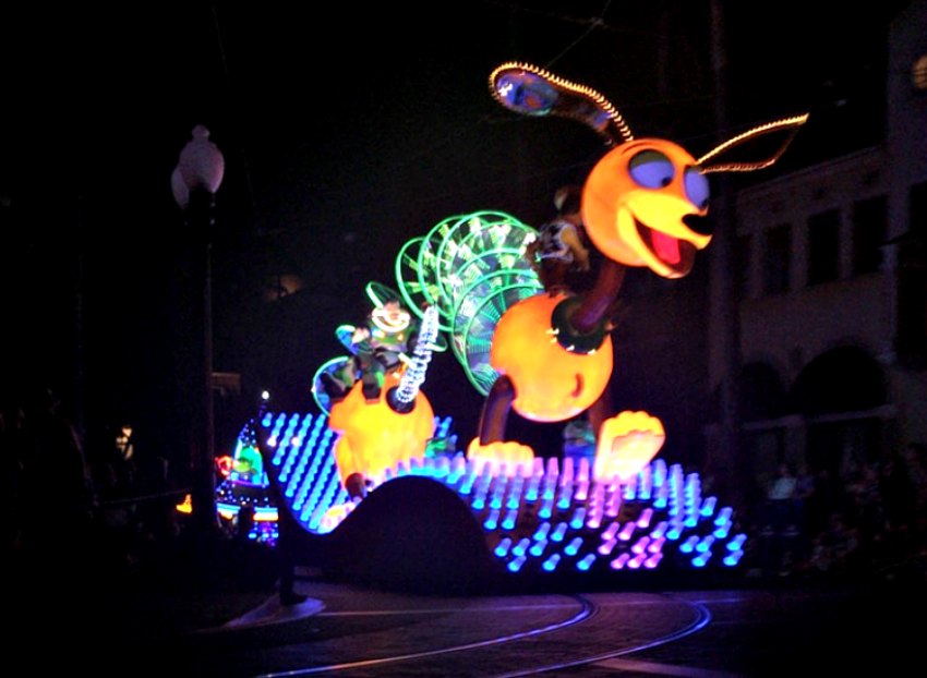 Slinky Dog in Paint the Night Parade California Adventure