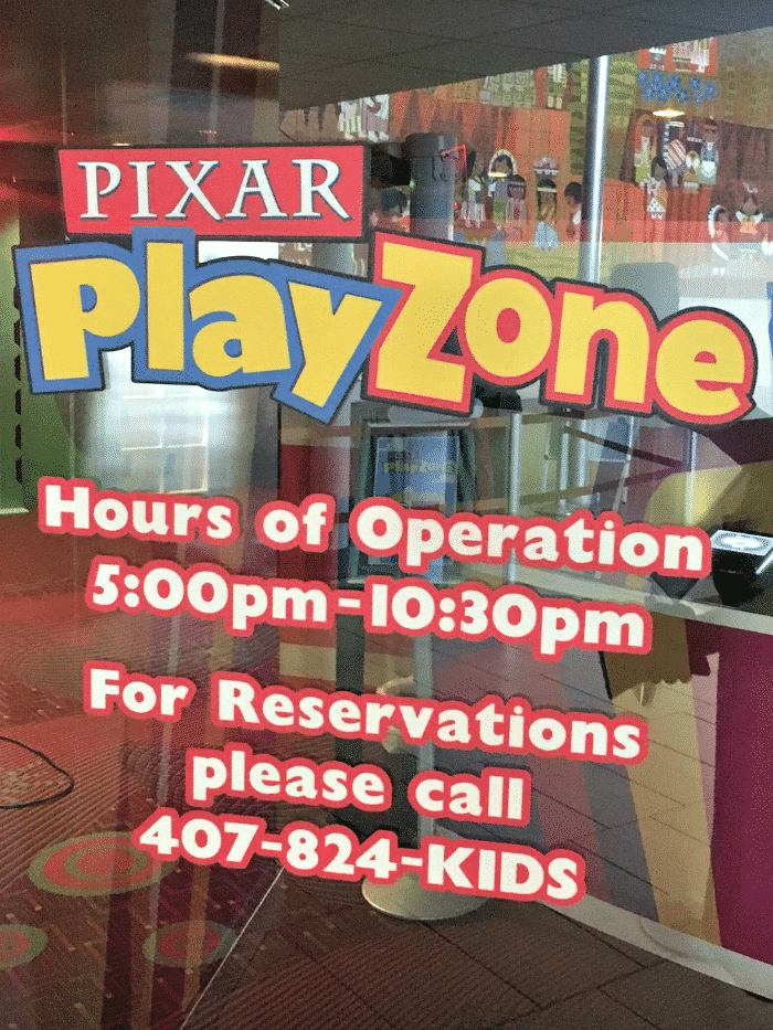 Pixar Play Zone phone number reservations