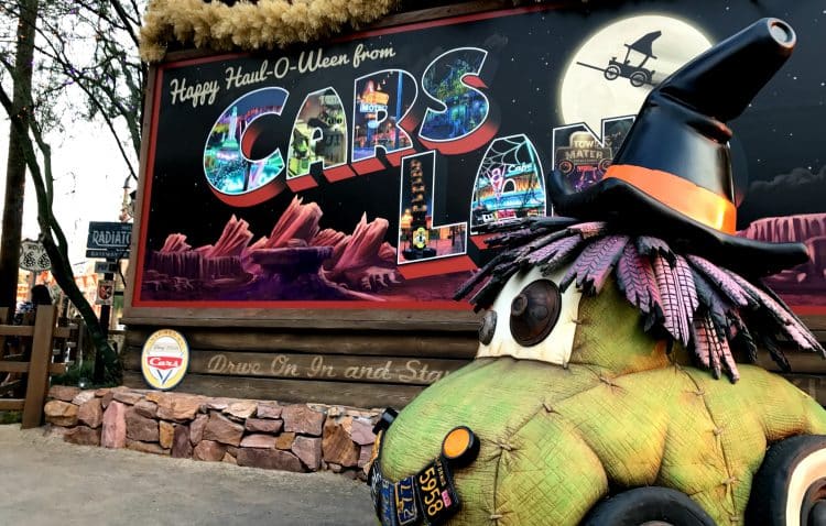 Haul-o-ween at Cars Land sign in Disney California Adventure