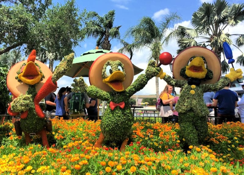 epcot three caballeros topiary