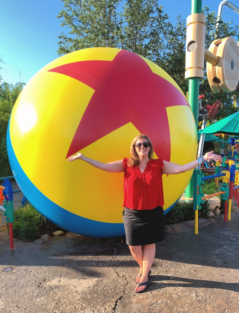 Andrea Updyke with Luxo Ball at Toy Story Land