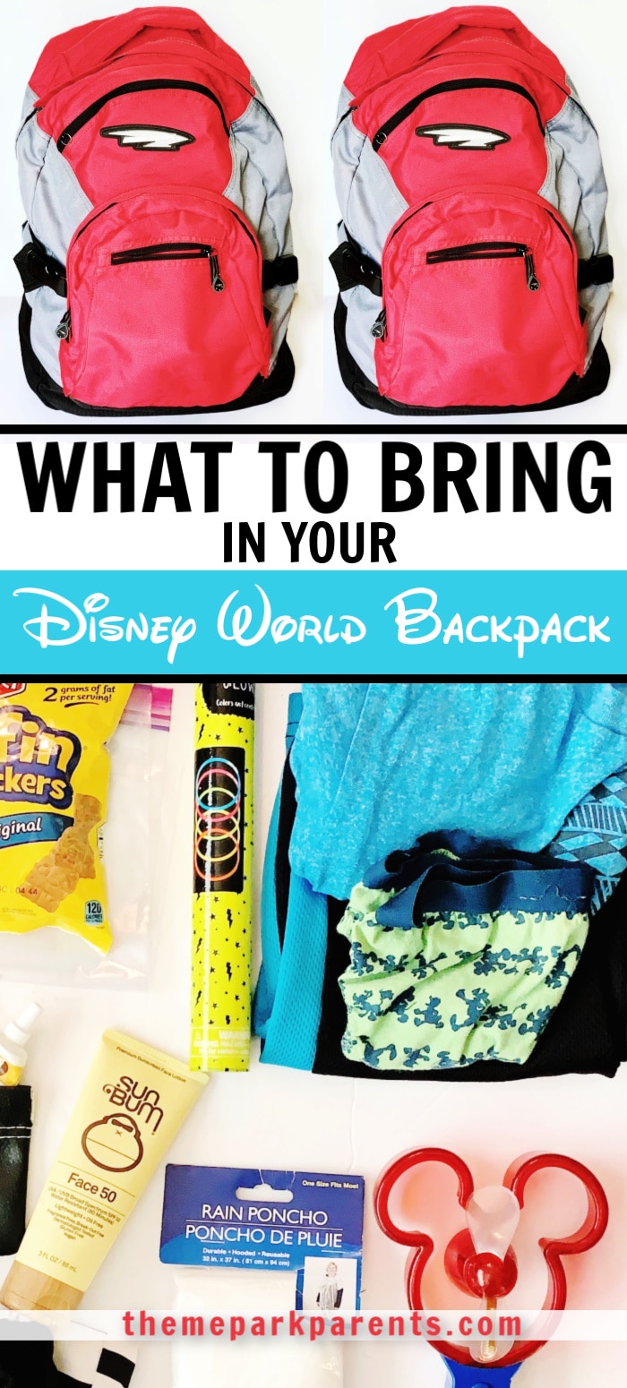 Pin image for what to pack in walt disney world backpack for a day in the parks