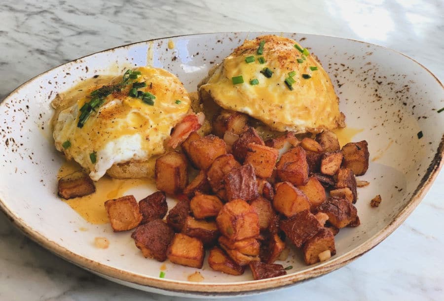 Lobster-Fried Green Tomato Eggs Benedict